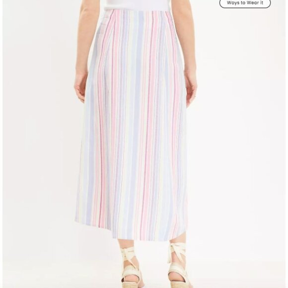 LOFT - Striped Side Slit Midi Skirt size 8 - Picture 2 of 3